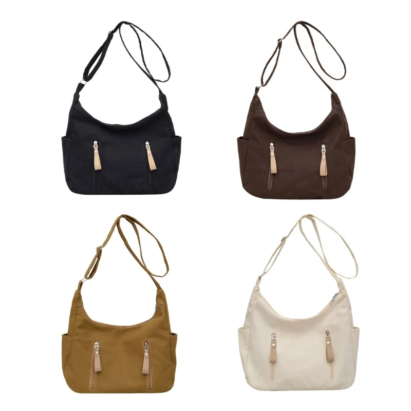 

Женская винтажная японская холщовая сумка через плечо, большая вместительная сумка через плечо, сумка на молнии для работы, и