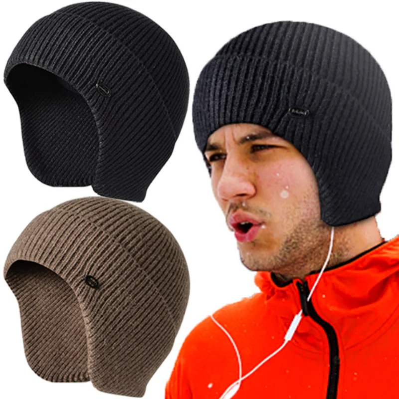 

Winter Outdoor Rabbit velvet Earmuff Cap Men Sports Running Ski Knitted Hat Warm Beanies Women Windproof Earflaps Bonnet Hats