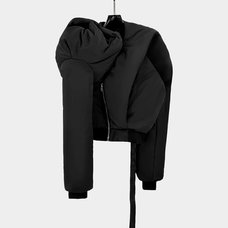 

Women's Thickened Asymmetric Cotton Coat, Fashionable High-Street Statement Jacket, Premium Quality Cotton Outerwear