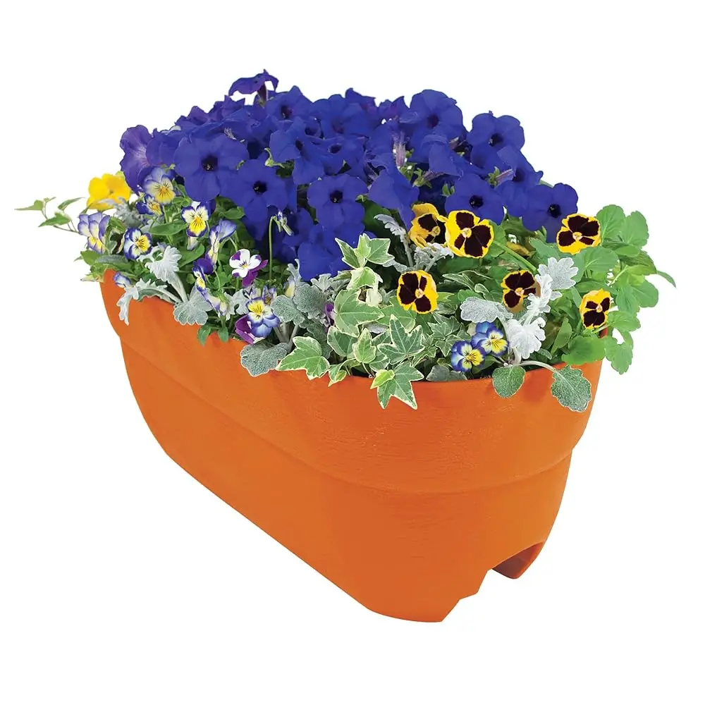 

Кашпо EMSCO Group Bloomers Railing с дренажными отверстиями – 24 дюйма – Всепогодный кашпо из полимерной смолы – Терракота