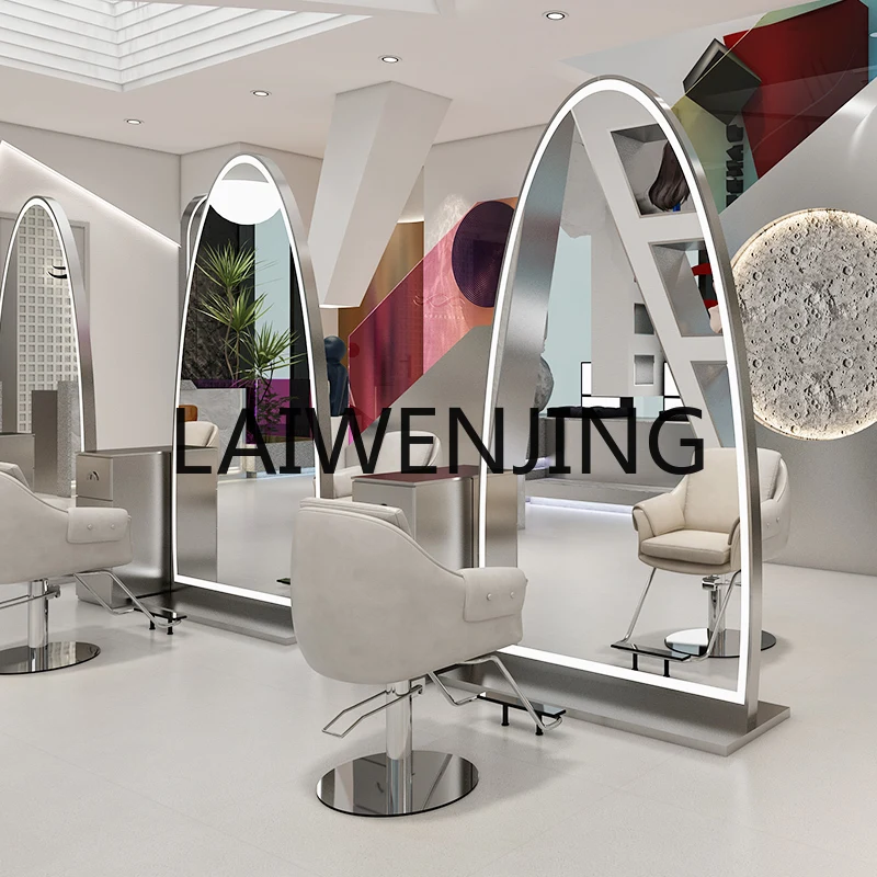 High-End Hair Salon for Hair Salon Simple Barber Shop Mirror Floor Double-Sided Hair Cutting Mirror