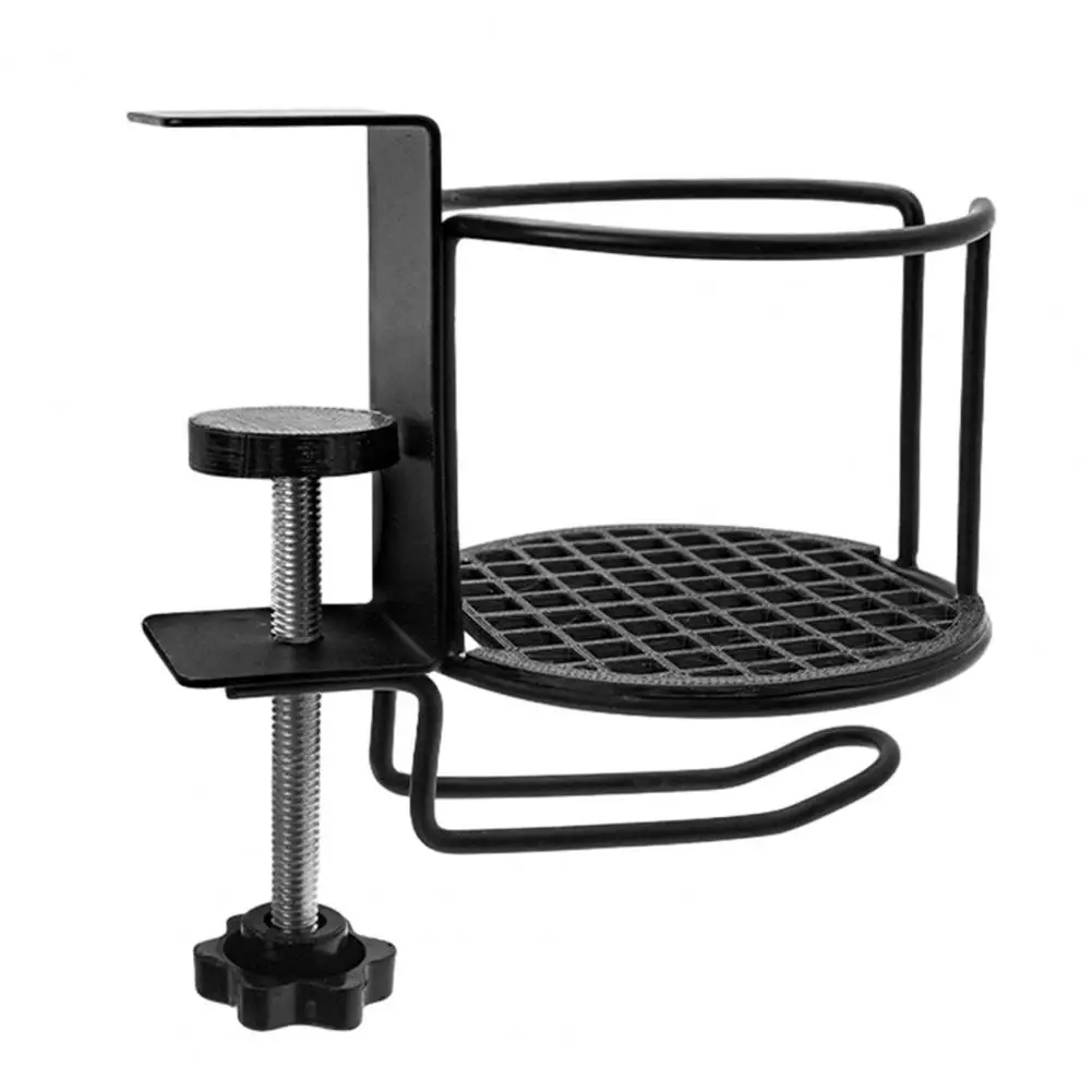 

Metal Cup Holder Adjustable Heavy Duty Desk Mount Fits Space Saving Mugs Bottles Cans Rust-Proof Drink Caddy for Offices