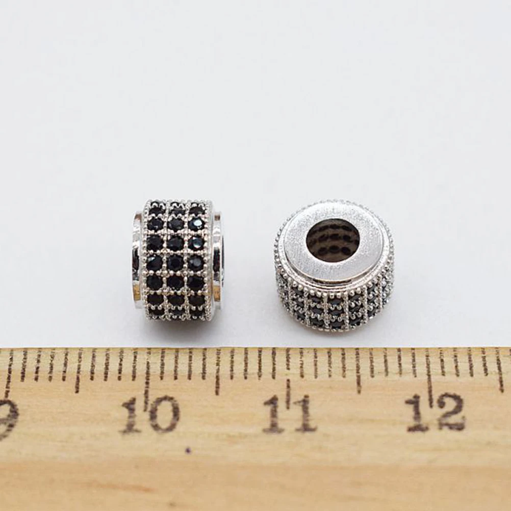 

5pcs Zircon Spacer Beads Black Metal Jewelry Making Bracelet Necklace Earrings Pendant Loose Beads Crafts DIY Accessories