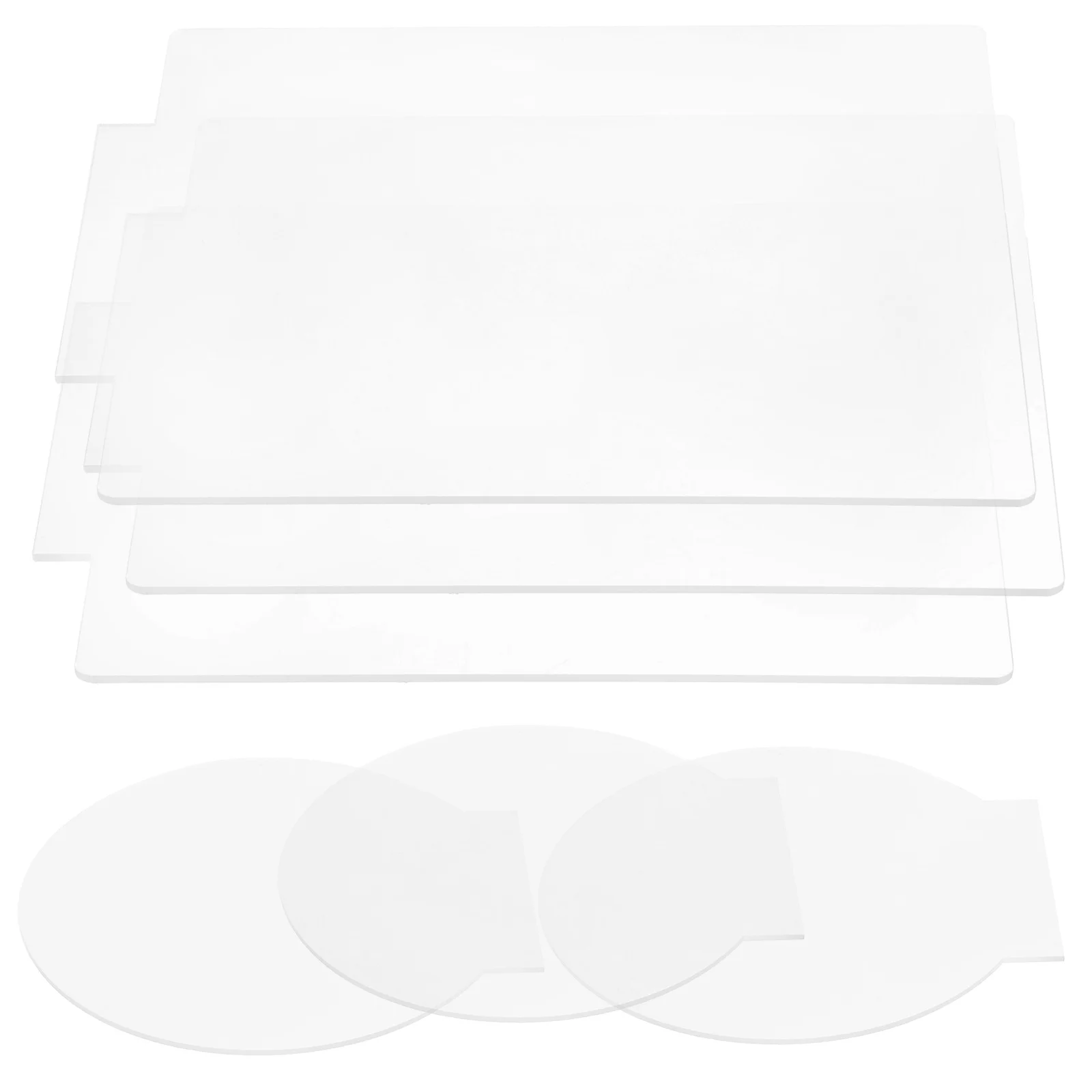 6 قطعة مربع مستدير لتقوم بها بنفسك لوحة إضاءة أكريليك قاعدة Led شفافة لتزيين المصباح حافة ناعمة متينة من الأكريليك ورقة فارغة ليلاً