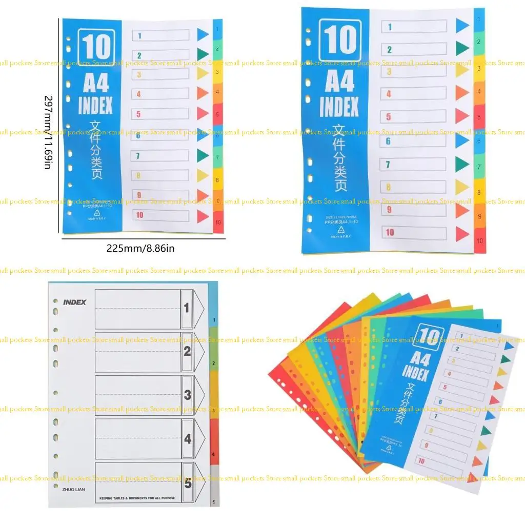 R1WD 2x Colorful Folder Dividers A 4 File Dividers Multifunctional Index Dividers