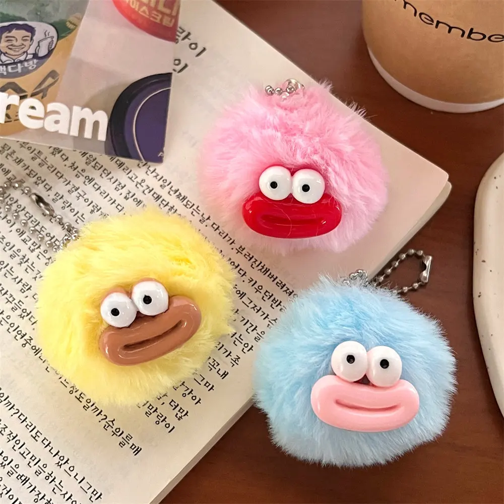 かわいい毛玉の大きな口のぬいぐるみキーホルダーペンダント、面白いソーセージ口のバックパックぬいぐるみペンダント、カップルギフトバッグペンダント