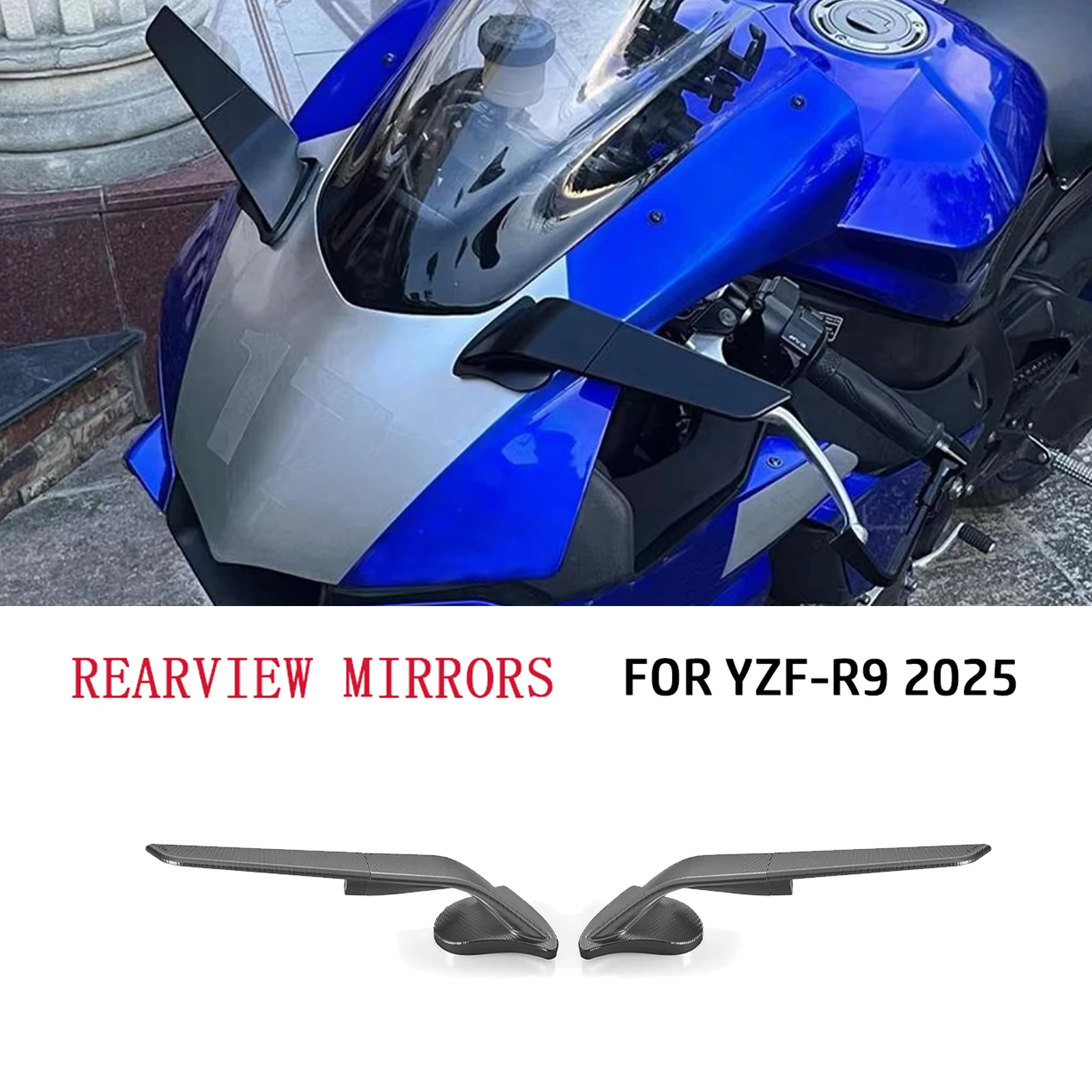 

For YZF R9 YZFR9 YZF-R9 2025 Rear View Mirror Motorcycle Rotatable Fixed Mirrors Stealth Mirror Sports Mirror