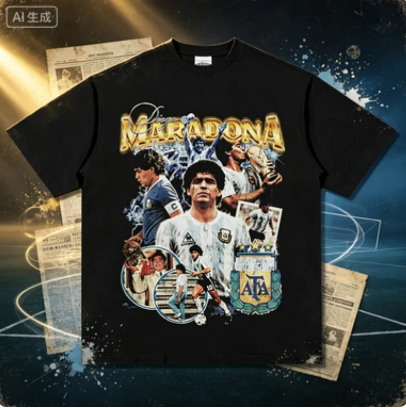 Diego Maradona cotton men's football Tshirt Argentina jersey 1986 champion Commemorative shirt Summer Unisex Short Sleeve shirt