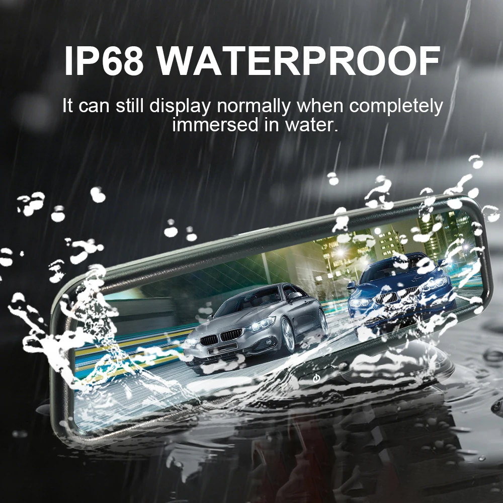 For Audi A6 2015-2018 9.66Inch Car Digital Rear View Mirror Monitor Full Screen AHD 1080P,Automatic Screen Brightness Adjustment