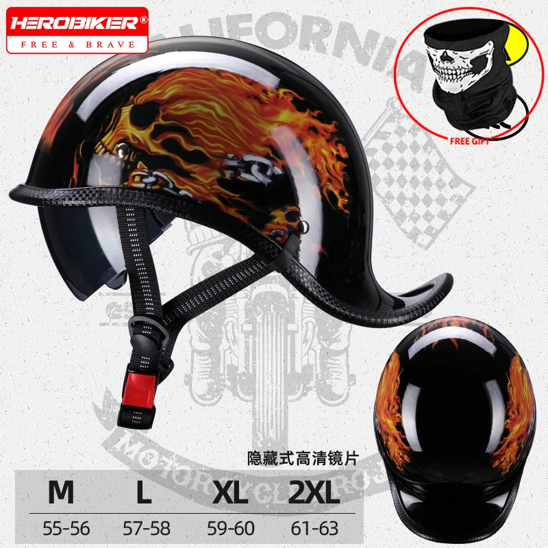 

Retro Moto Helmets Motorcycle Open Face Motocross Half Helmets Motorbike Racing Helmet Anti Drop Motorcycle Scooter Helmets