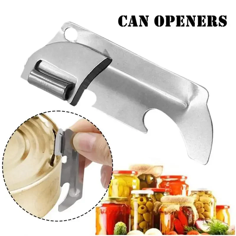 Nouveau ouvre-boîte multifonction pliant Mini ouvre-boîte sécurité côté coupe manuel étain poli acier inoxydable ouvre-boîtes outil de cuisine