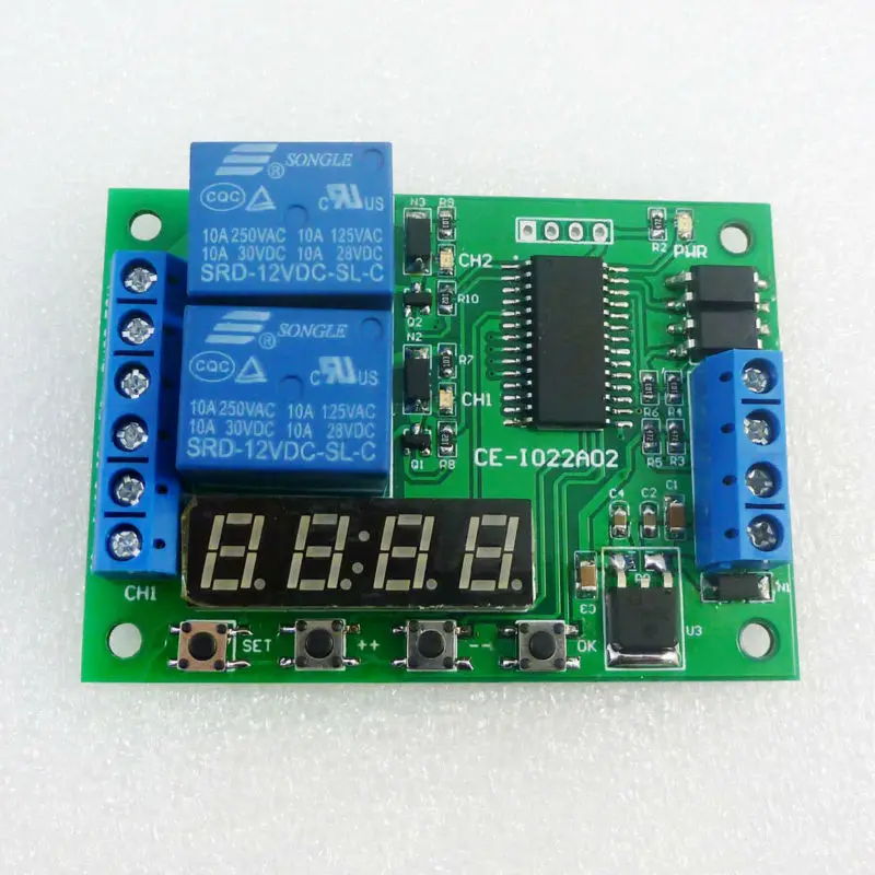 DC 12V 2CH Multi-Function Delay Relay Module Programmable Timer Switch for PLC LED Motor