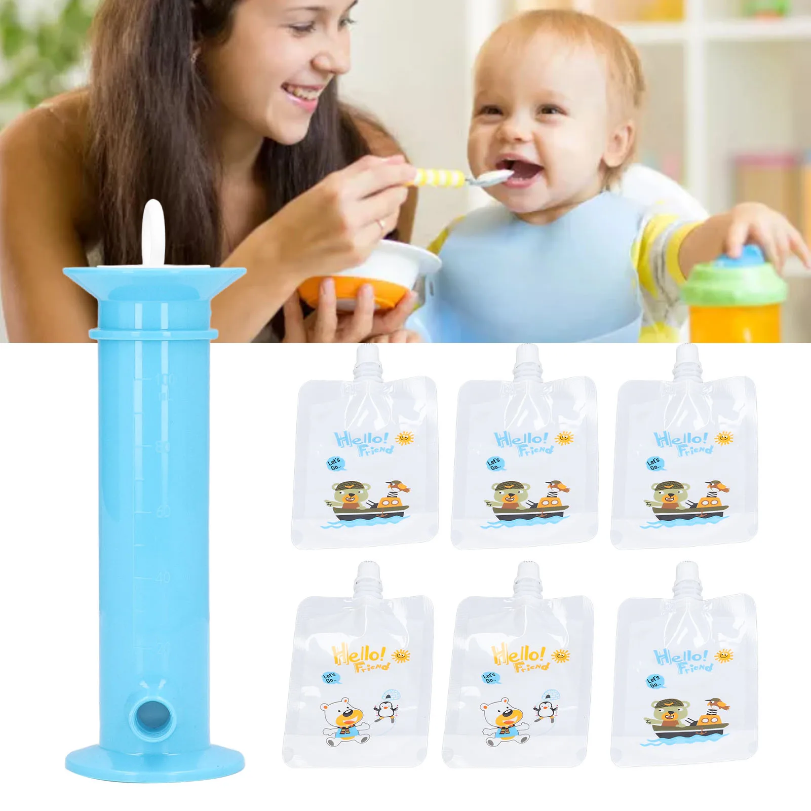 Set Baby Food Pouch Maker Pure Color Pouches Toddler Fruit Squeeze Puree Filler for Kids Baby Food Pouch Maker Fruit Feeder