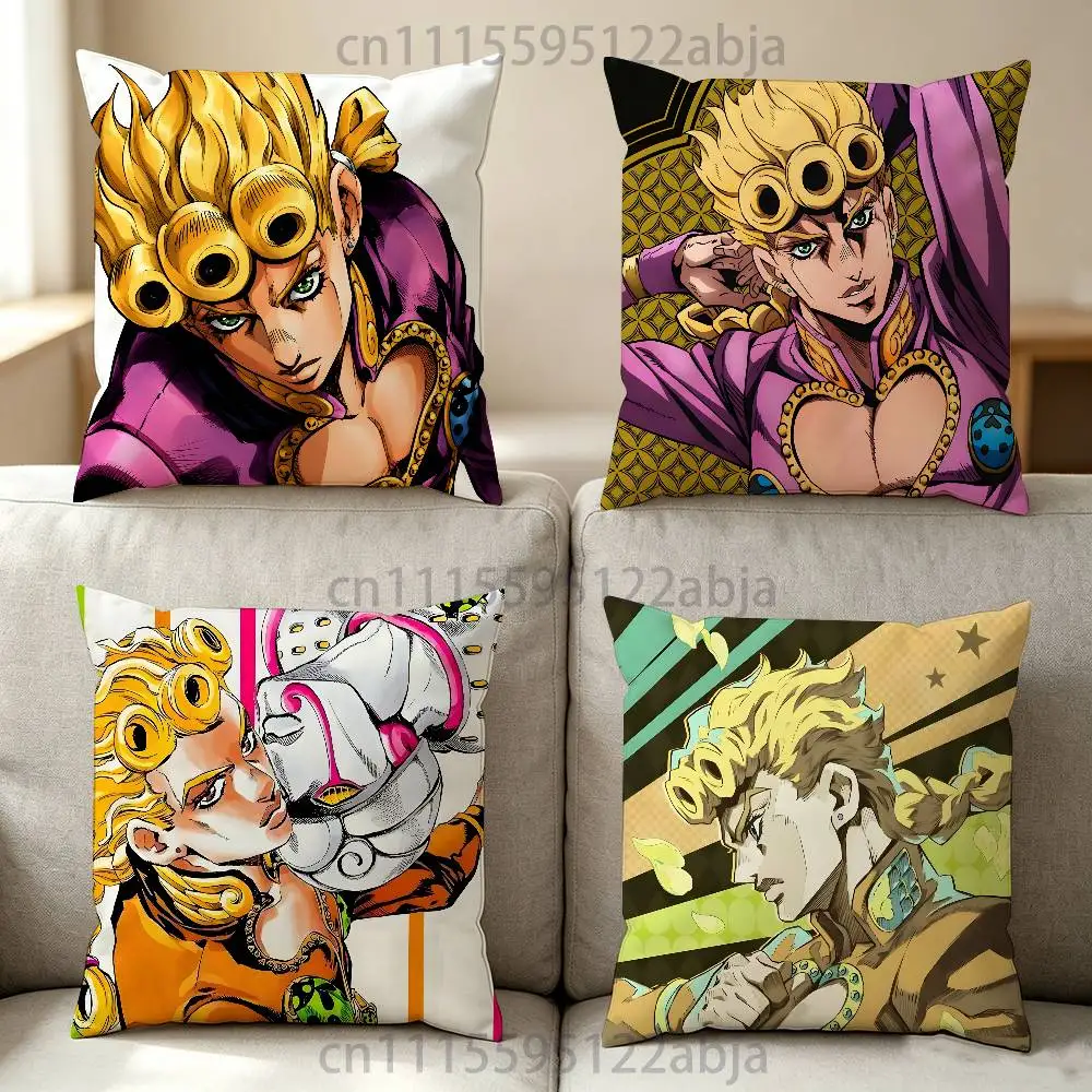 G-Giorno Giovanna J-JOJO Throw Pillow Case 40x40cm Decoration DIY Square Chair Pillowcase Pad Cover