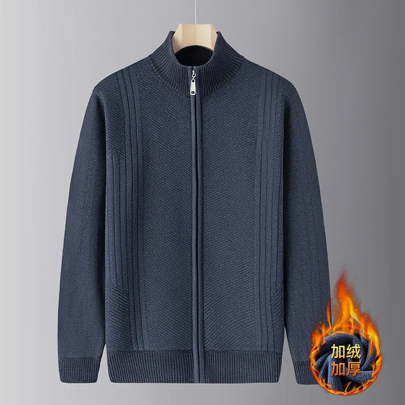Men's Stand-up Collar Zipper Sweater Autumn Winter Knitted Casual Cardigan Top  Mens Coat  Sweater Men