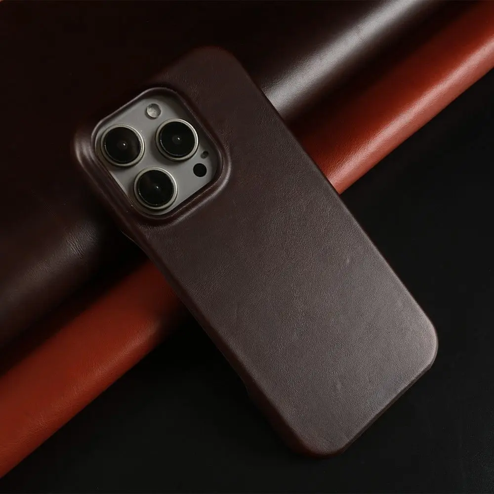 Magnetic Genuine Leather Case For iphone 16 Pro Max 15Pro 14 13 11 12Pro Wireless Charge Magnet Magsafe Cover Shockproof Coque