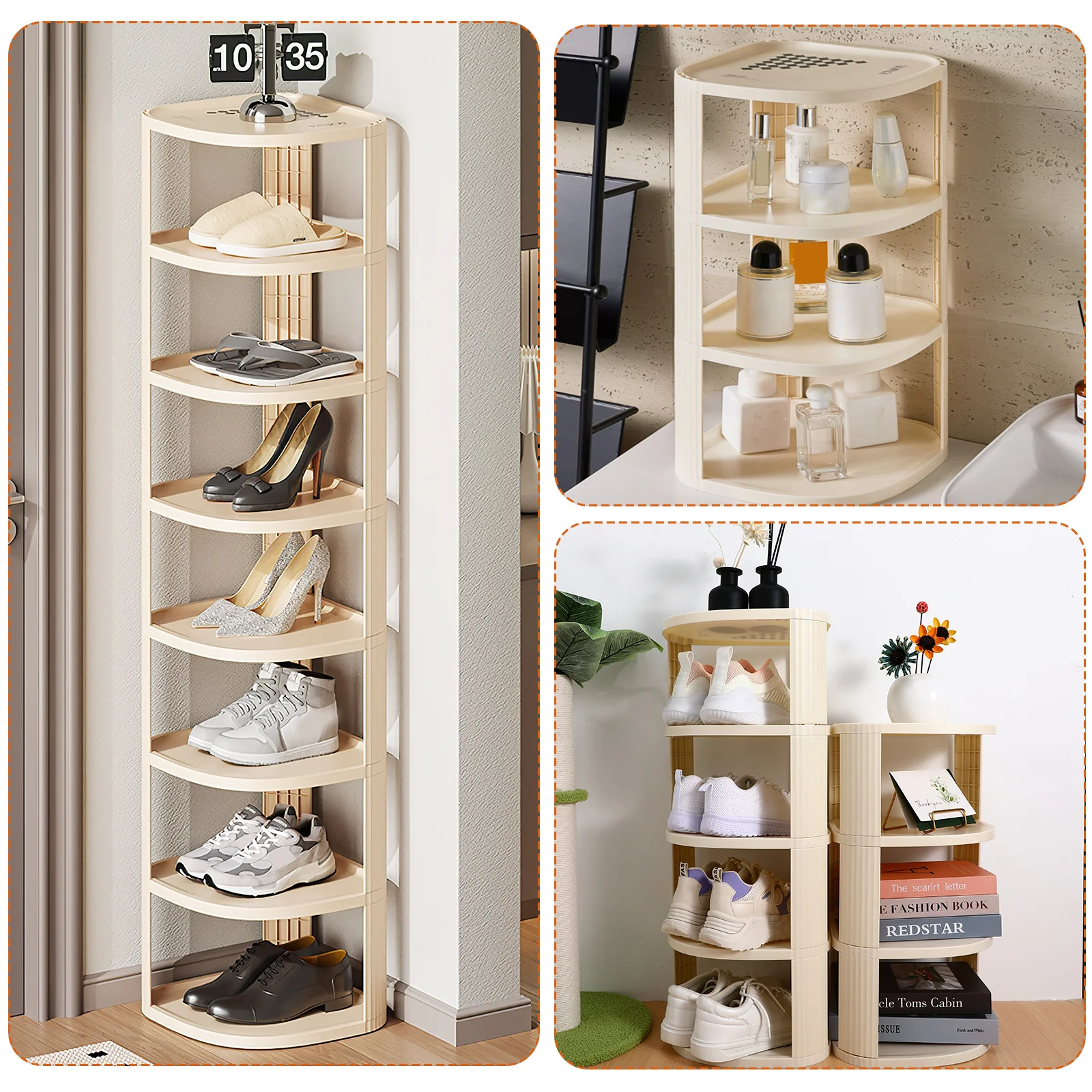 

1pcs 9 Tier Slim Corner Rack Tall Organizer Storage Shelf Stand Home Entryway Space Saving Rack Plastic Shoe Organizer For Small