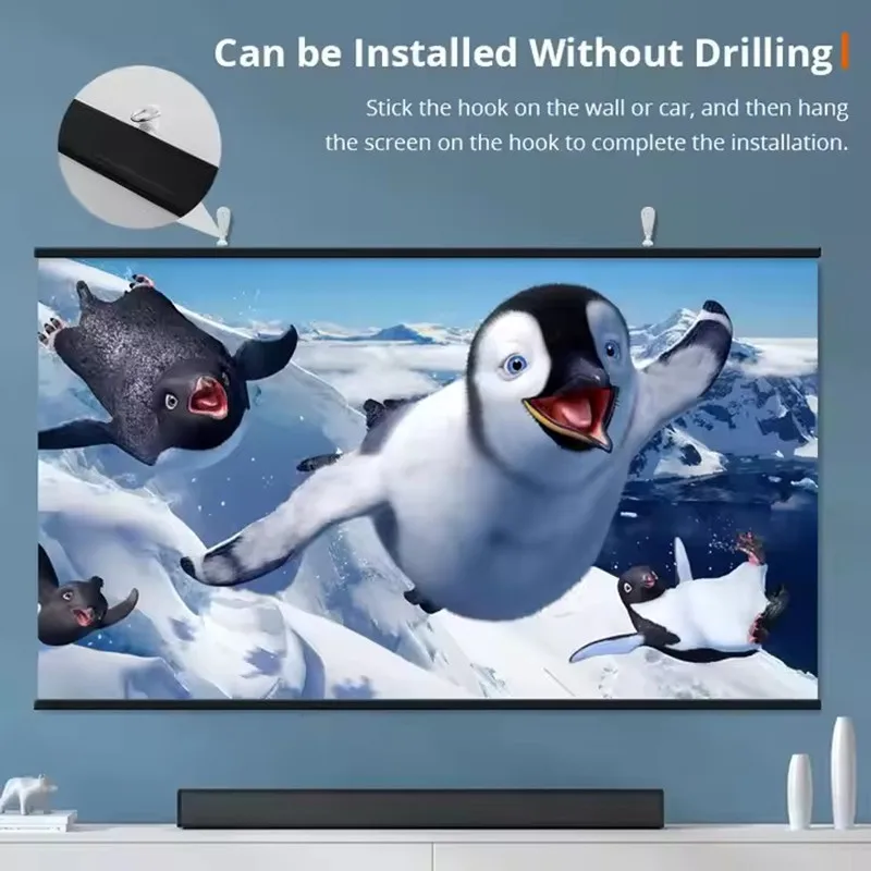 Projector Screen With Stand Metal Grey 4K 16:9 HD Foldable Splicing Anti-light Projection Projector Screen for Gift