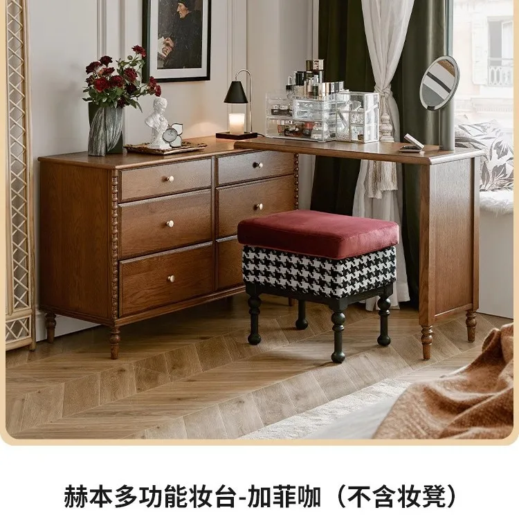 프랑스 복고풍 원목 서랍장 화장대 앤틱 가정용 침대 옆 접이식