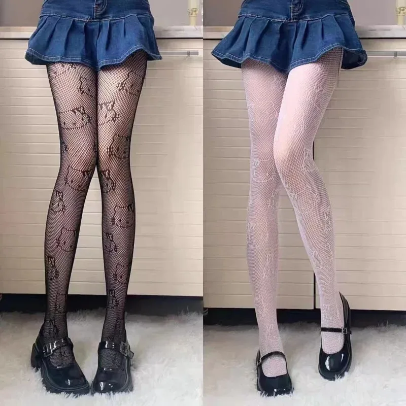 Women Sexy Cat Fishnet Stockings Girls Kawaii Kitty Cartoon Kitten Nylon Mesh Tights High Elastic Pantyhose Lolita JK Leggings