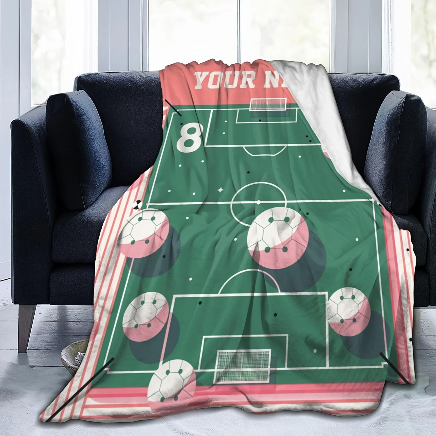 اسم مخصص رقم. 8 بطانية من الفلانيل، مناسبة للأريكة والسرير وأعياد الميلاد والأطفال والأصدقاء وهدايا الهالوين