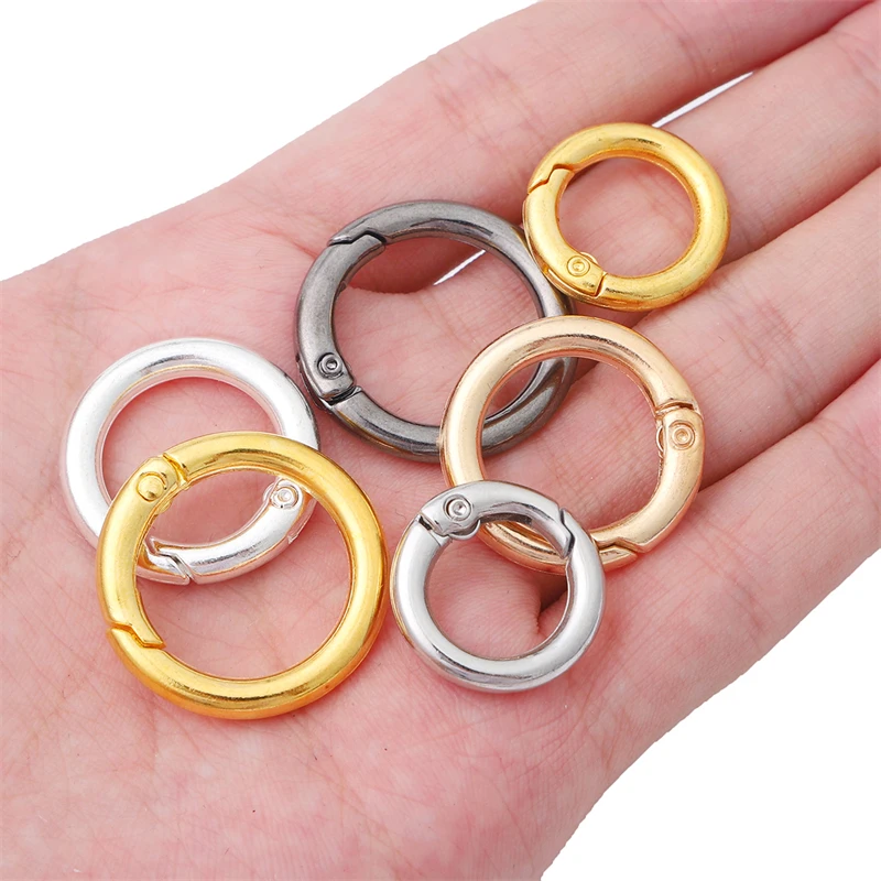 5 Teile/los Metall O Ring Frühling Verschlüsse Öffnende Runde Karabiner Schlüsselbund Tasche Clips Haken Hund Kette Schnallen Stecker Für DIY schmuck