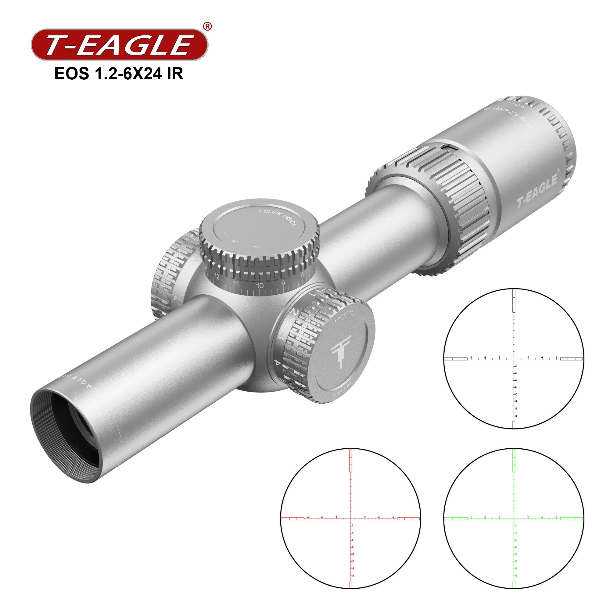 

T-EAGLE EOS 1.2-6x24IR Compact Tactical Riflescope For Hunting Red Green Illuminated Shotting Air Gun Scopes Airsoft Sight PCP