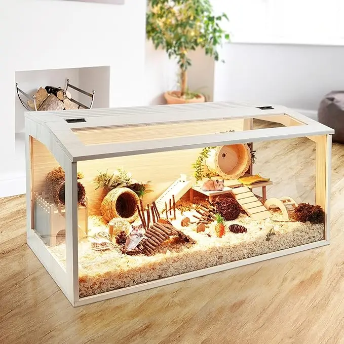 Custom Wooden Hamster Cage 32 Inch Mice And Rat Habitat Openable Top With Acrylic Sheets Solid Built Living Room