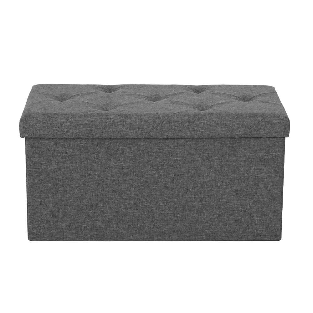 Folding Storage Ottoman Bench 30 Inches, Large End Of Bed Storage Foot Rest Stools Ottoman Storage Chest With Padded Seat For B
