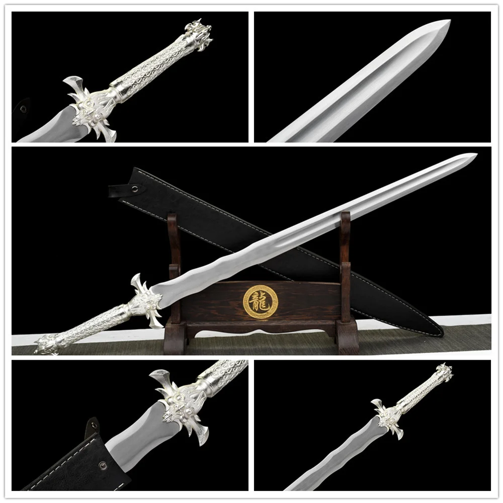 Very Beatuiful Battle Ready Sword Knight Sword Forging Handmade Martial Art Sword Spring Steel Blade Full Tang Leather Sheath