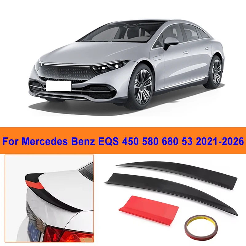 

For Mercedes Benz EQS 450 580 680 53 2021-2026 3-Section ABS Rear Trunk Spoiler 115-125cm Adjustable Sports Decor Top Wing
