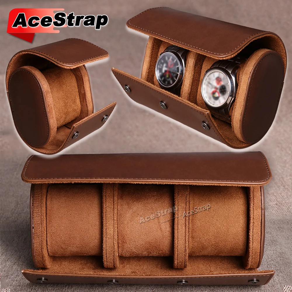Scatola per orologi retrò portatile in pelle PU marrone Custodia da viaggio impermeabile resistente all'usura Custodia protettiva antipolvere per orologi