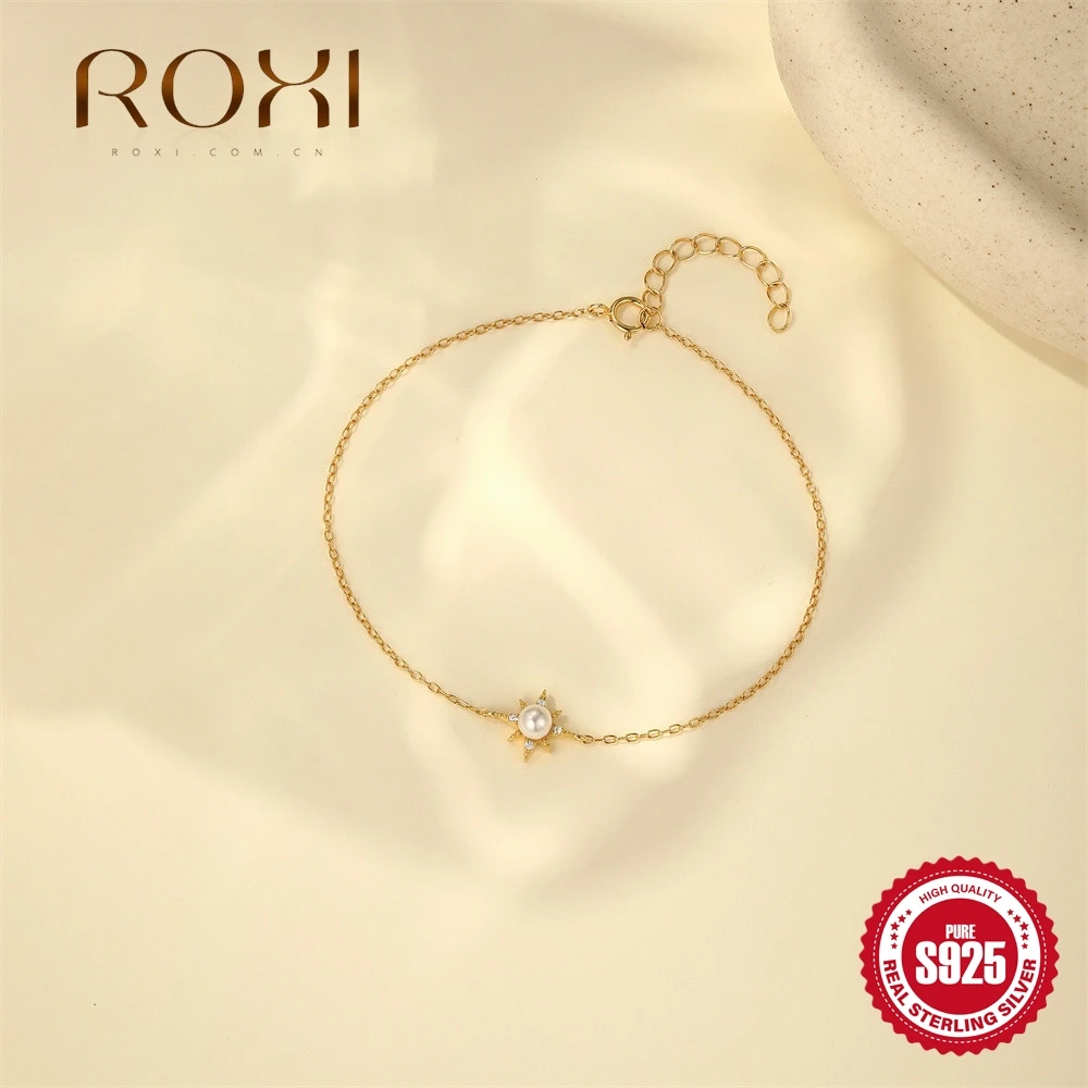 

ROXI 925 Sterling Silver Classic Single Star Octagonal Pearl Bracelet For Women Unique Chain Bracelet Fine Jewelry Gift