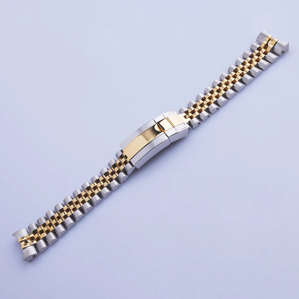 20mm Silver Gold Stainless Steel Replacement Wrist Watch Band Bracelet Jubilee With Oyster Clasp For Rolex GMT Master II Strap