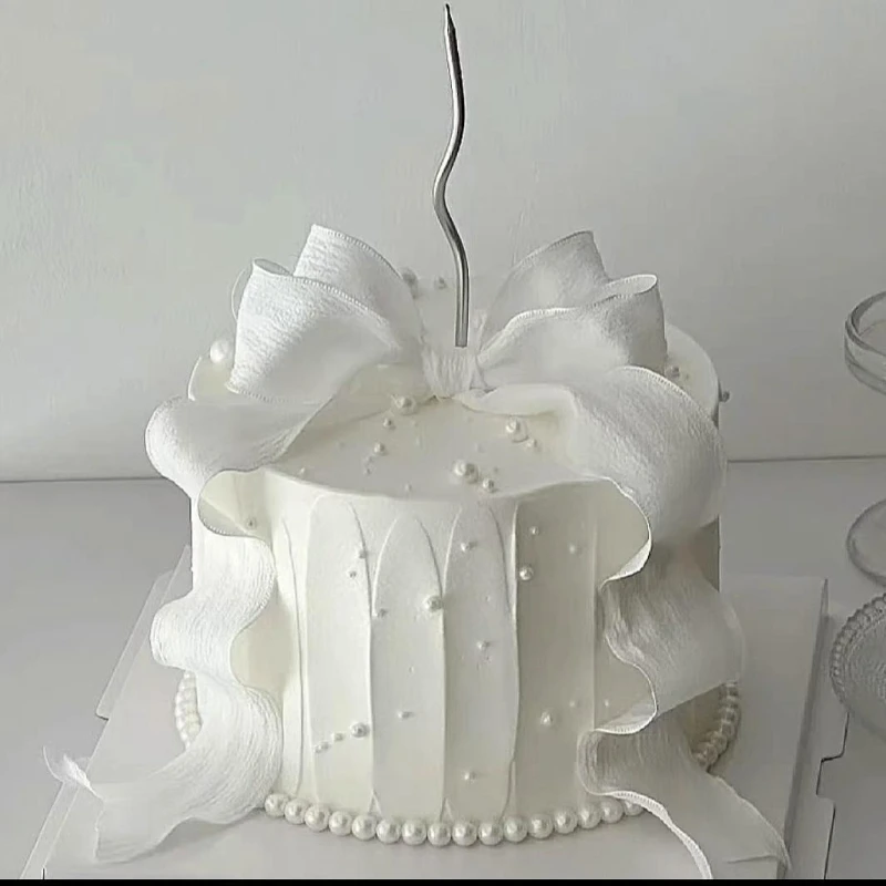 Simulation Birthday Cake Model 6 Inches / 15cm Ballet-style Fairy Ribbon Bow-shaped Cream Photo Prop Restaurant Decor Display