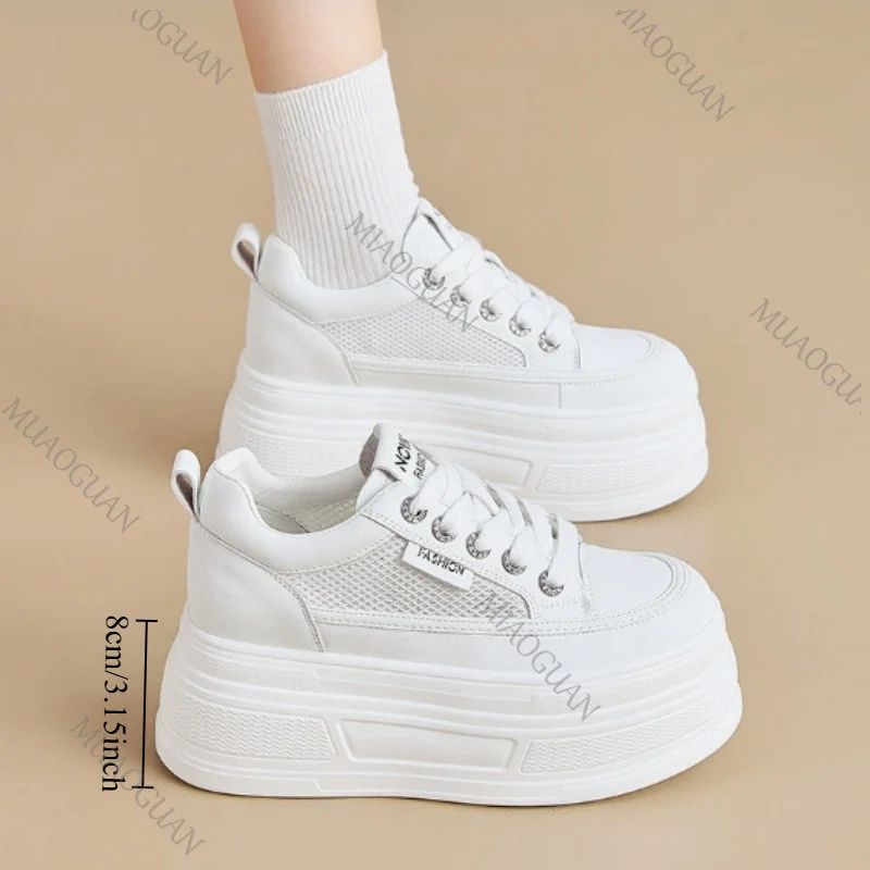 Neue 8CM Mesh Atmungsaktive Damenschuhe Sommer Mode Chunky Sneaker mit Absatz Lässige Sandalen Plateau-Keilabsatz Hohldesign Damenschuhe