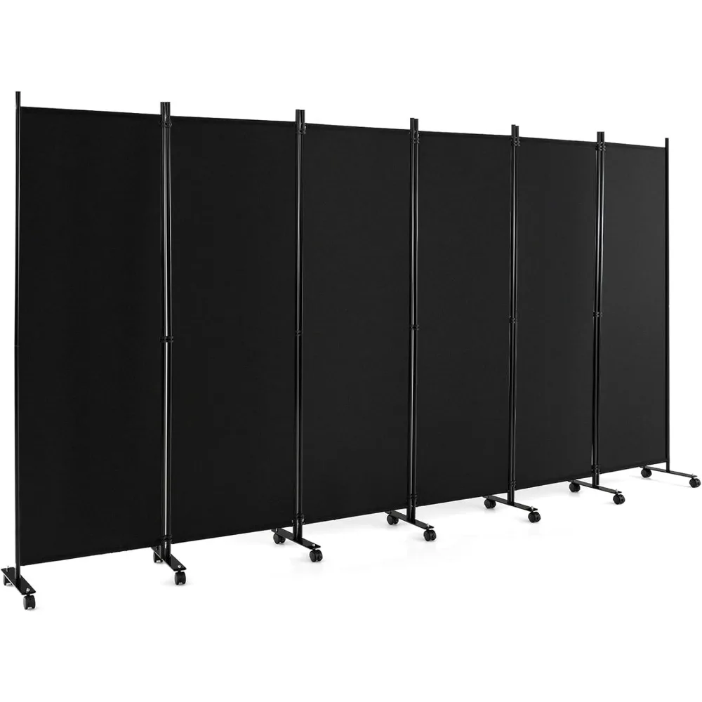 

6 Panel Room Divider, 132''W x 68''H Large Folding Privacy Screen, Rolling Partition Room Dividers for Home Office Studi