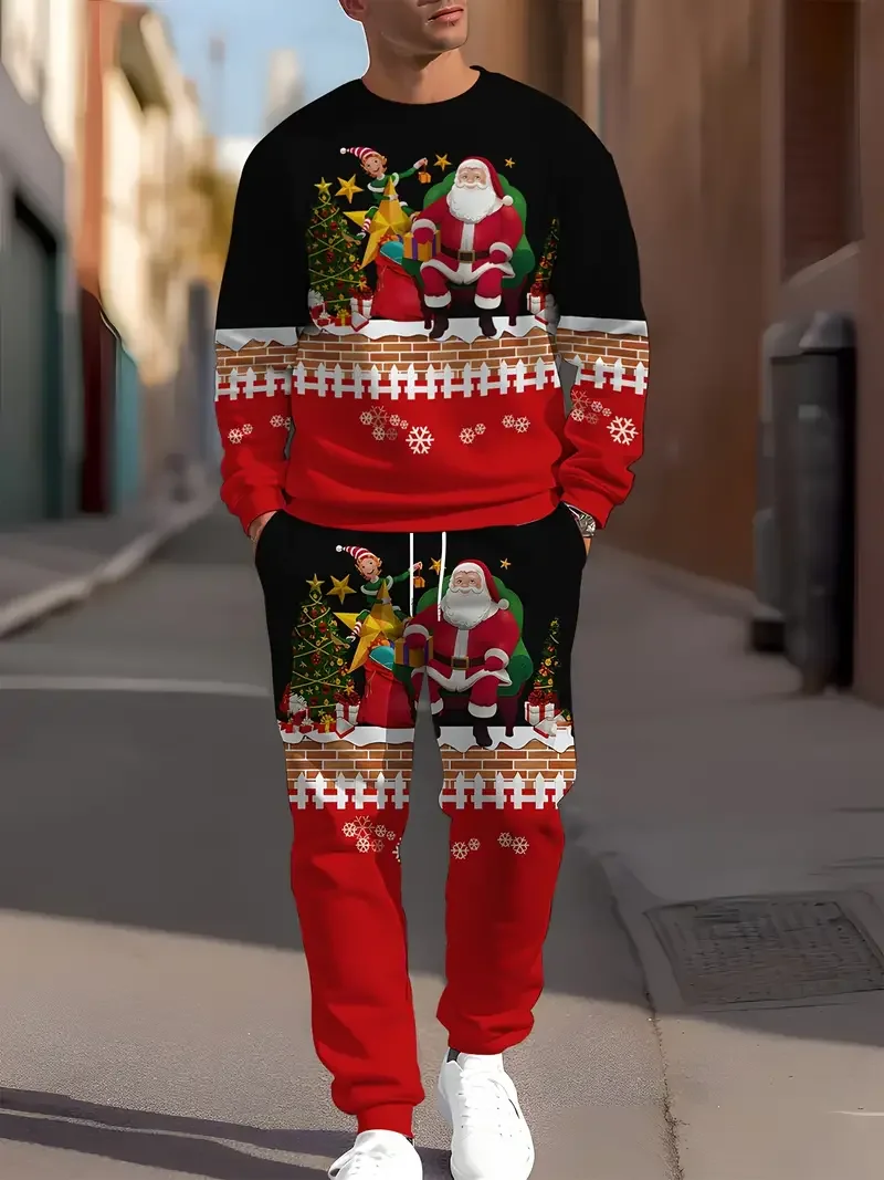 

Christmas Clothing Set Spring Autumn Men Women Fashion 3D Print 2PCS Suit Casual Sportswear Sweatshirt Jogging Pants 2Pcs Sets