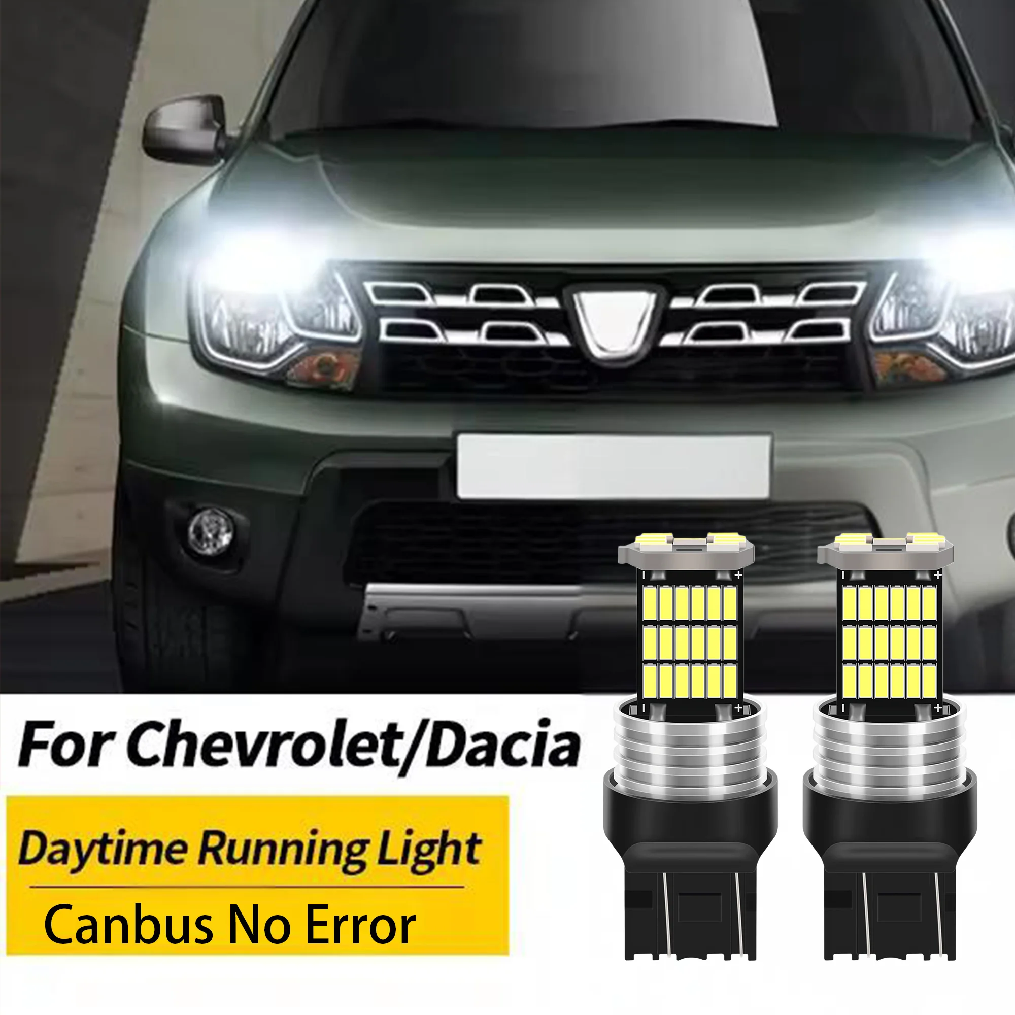 2 stücke LED Tagfahrlicht DRL Birne Lampe Canbus W21/5W 7443 T20 Für Chevrolet Malibu Trax dacia Duster Logan 2 Sandero