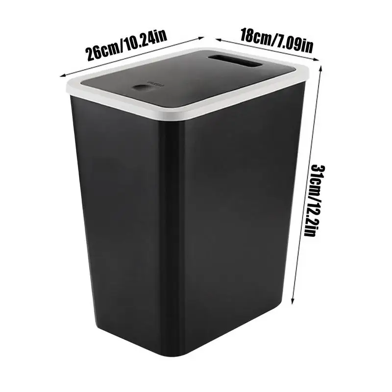 Cubo de basura con tapa, cubo de basura, contenedor de reciclaje con tapa de prensa, delgado, moderno, 13L, para cocina, baño, dormitorio, sala de estar
