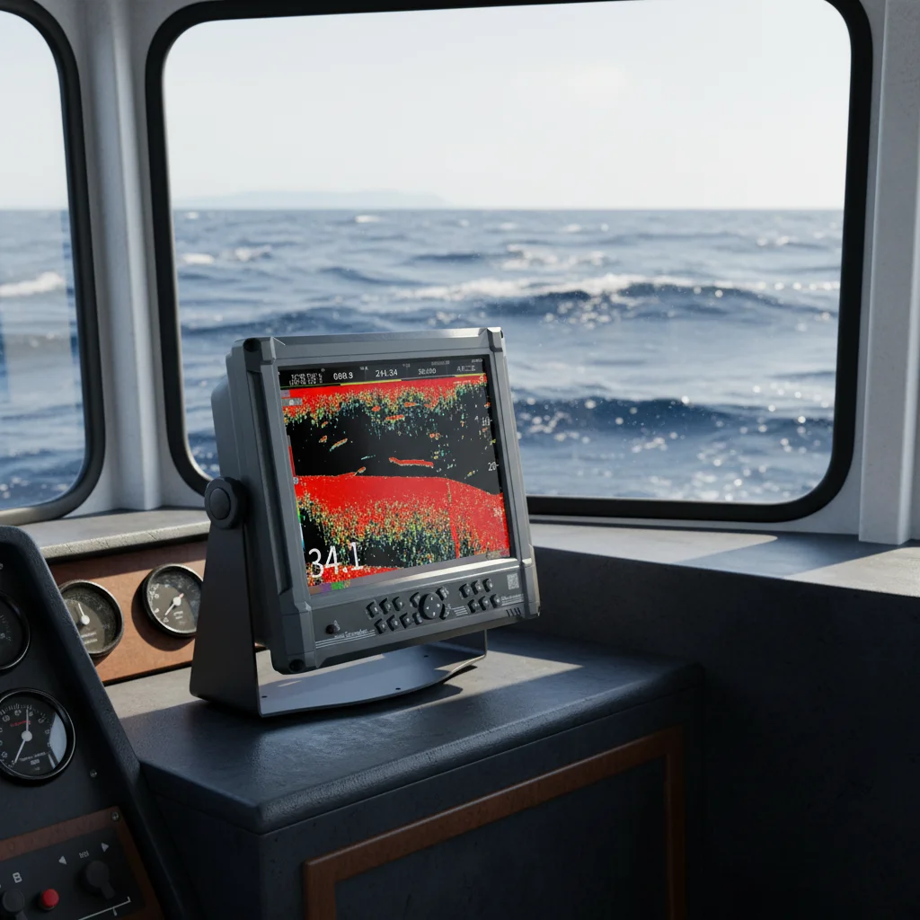 Marinelite Professional 12-Inch Display 2KW 50/200 KHz CCS Certified Commercial Marine Fishfinder 500m Depth Ships