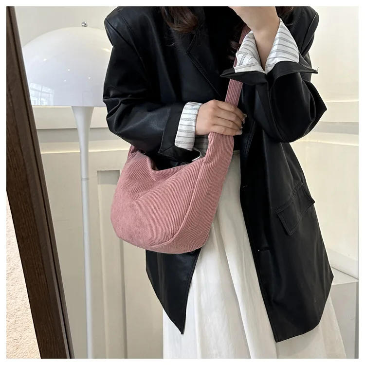 2026 Neue Schultertasche für Damen, Ins-Stil, Japanischer Cord, für Studenten und Pendler, Vielseitige Große Umhängetasche – Detail 17