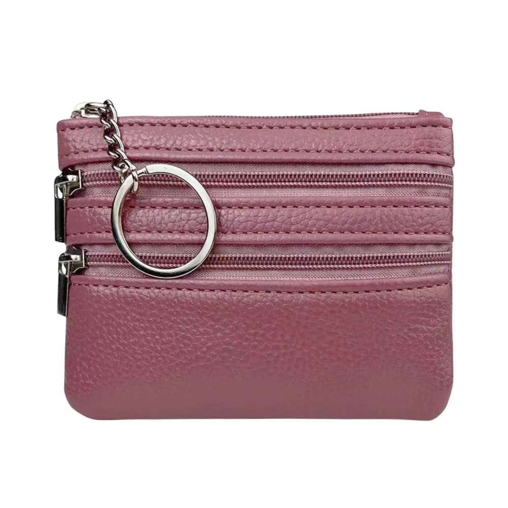 2023 ใหม่PUหนังเงินเหรียญกันน้ําสวมใส่บัตรเครดิตผู้ถือซิปพร้อมKeyแหวนกระเป๋าสตางค์เงินกระเป๋าMaiden