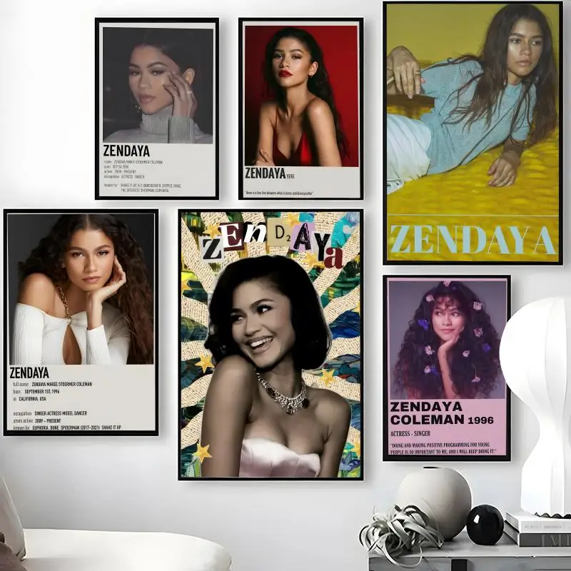 Singer Z-Zendayas Poster Waterproof Self-Stick Wall Art Stickers, Removable Wall Decor for Living Room and Bedroom