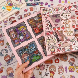 40Pcs Kawaii Stickers Handbook Cute Cartoon Pattern Stickers PET Waterproof Box Scrapbooking Stickers Stationery Supplies