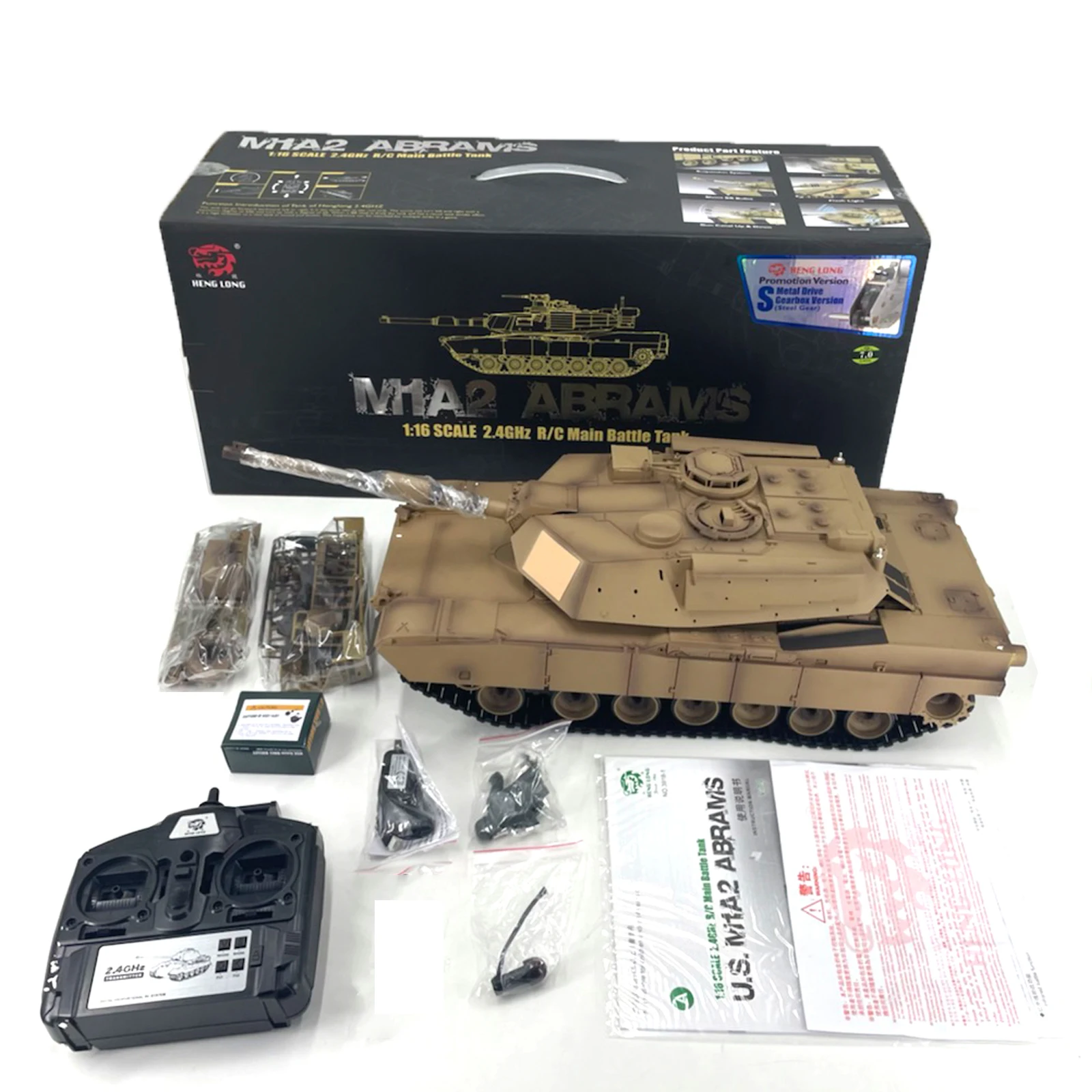 Latest version 7.0 Super Large 62CM Jungle Desert Camo M1A2 Modern Tank 1:16 Full size Remote Control Tank Model (Upgraded Versi