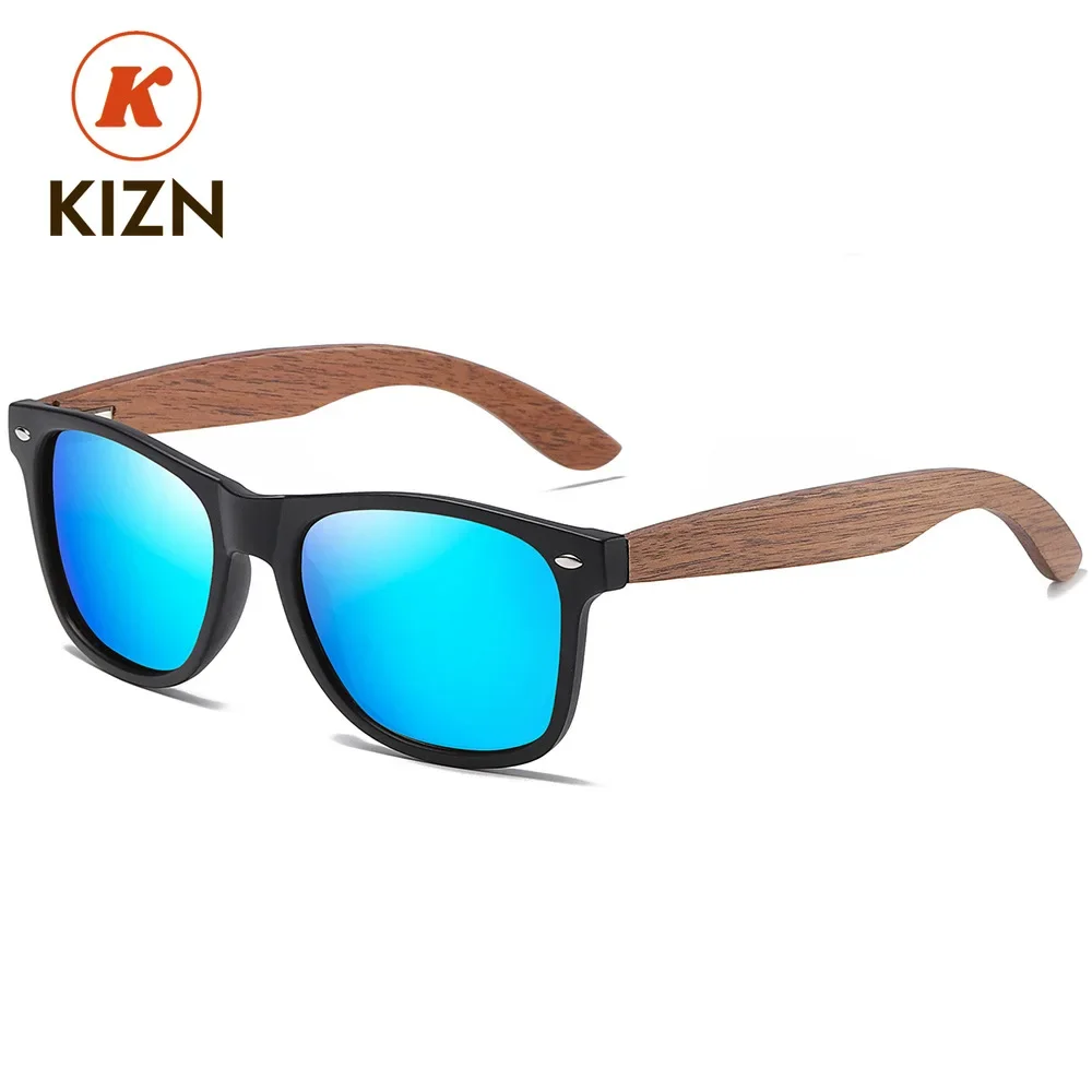 

KIZN Wood Ретро Черный орех Экологичные UV400 Поляризованные бамбуковые солнцезащитные очки для близорукости Мужские модные очки от -0,50 до -10