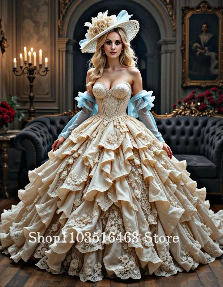 

Customised Vintage Victorian Evening Gown Strapless Embroidered Lace Corset Special Occasion Evening Dress Homecoming Prom Dress