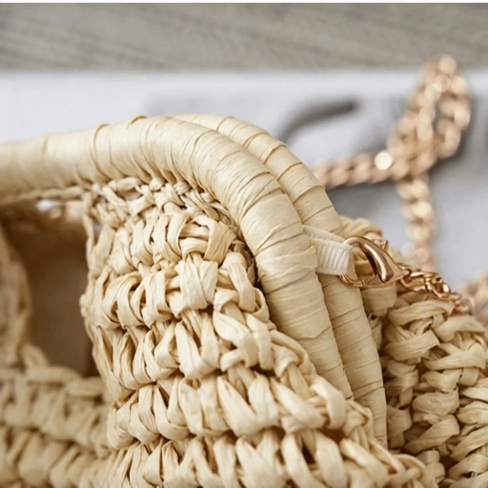 Nuevo Bolso de Hombro de Paja Tejida para Verano, Estilo Boho, Bolso Bandolera Casual de Playa, Bolsos de Mano Tejidos para Damas/Chicas