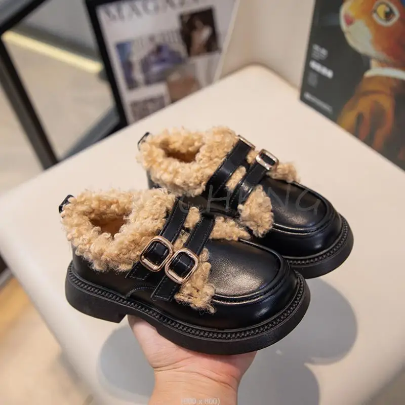 Kids Tide Boots Children Leather Boots Autumn Winter Fashion Toddler Girls Warm Boots Winter Ankle Boots Kids Boys Snow Shoes